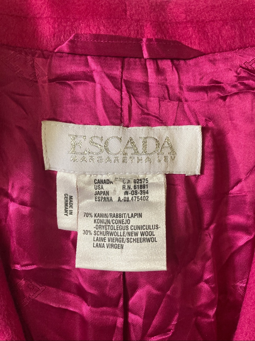 Vintage Escada fuchsia rabbit & wool blazer jacket, ~Medium. - Picture 6 of 16